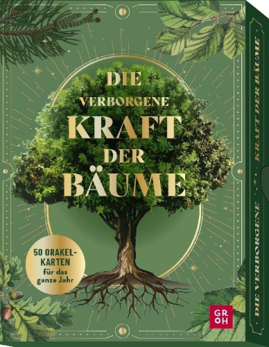 Buchcover und Innenansicht für das Buch: Orakelkarten: Die verborgene Kraft der Bäume