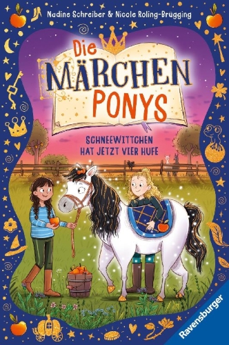 Buchcover und Innenansicht für das Buch: Die Märchenponys, Band 1 - Schneewittchen hat jetzt vier Hufe