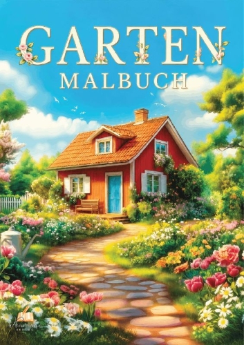 Buchcover und Innenansicht für das Buch: Garten Malbuch für Erwachsene - 50 Ausmalbilder zur Entspannung
