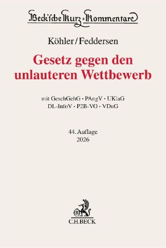 Buchcover und Innenansicht für das Buch: Gesetz gegen den unlauteren Wettbewerb. UWG