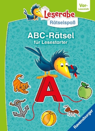 Buchcover und Innenansicht für das Buch: Ravensburger Leserabe Rätselspaß - Abc-Rätsel für Lesestarter ab 5 Jahren - Vor-Lesestufe