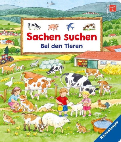 Buchcover und Innenansicht für das Buch: Sachen suchen: Bei den Tieren