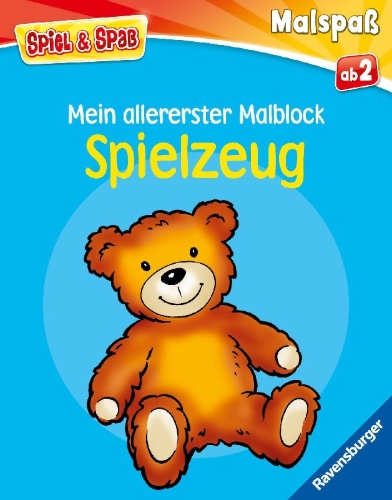 Buchcover und Innenansicht für das Buch: Spiel & Spaß - Mein allererster Malblock: Spielzeug