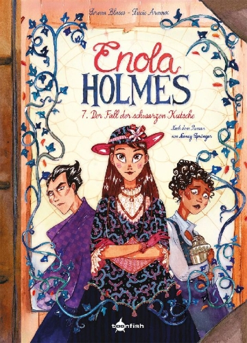 Buchcover und Innenansicht für das Buch: Enola Holmes (Comic). Band 7