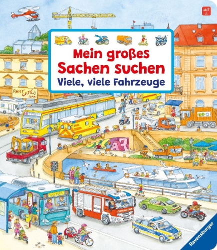 Buchcover und Innenansicht für das Buch: Mein großes Sachen suchen: Viele, viele Fahrzeuge