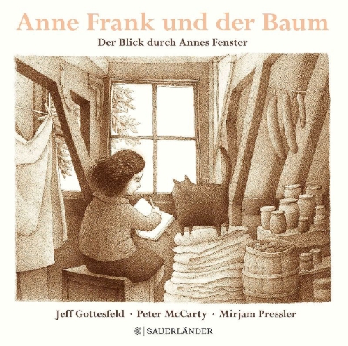 Buchcover und Innenansicht für das Buch: The Tree in the Courtyard. Looking Through Anne Frank's Window