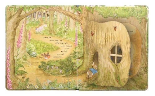 Buchcover und Innenansicht für das Buch: Peter Rabbit A Peep-Inside Tale