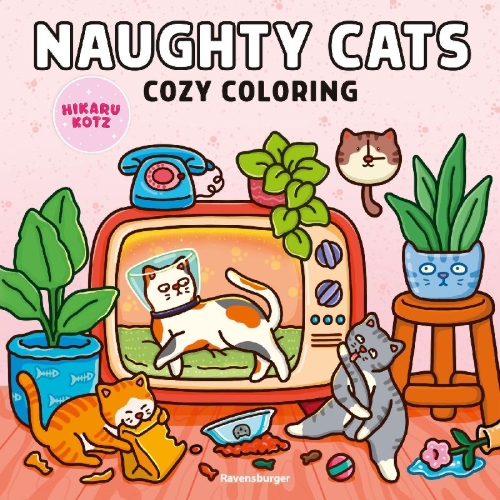 Buchcover und Innenansicht für das Buch: Cozy Coloring - Naughty Cats