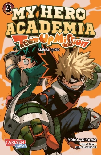 Buchcover und Innenansicht für das Buch: Boku no Hero Academia: Team Up Mission