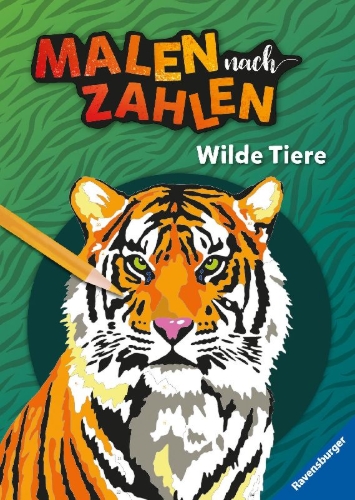 Buchcover und Innenansicht für das Buch: Ravensburger Malen nach Zahlen Wilde Tiere - 32 Motive abgestimmt auf Buntstiftsets mit 24 Farben (Stifte nicht enthalten) - Malbuch mit nummerierten Ausmalfeldern für fortgeschrittene Fans der Reihe