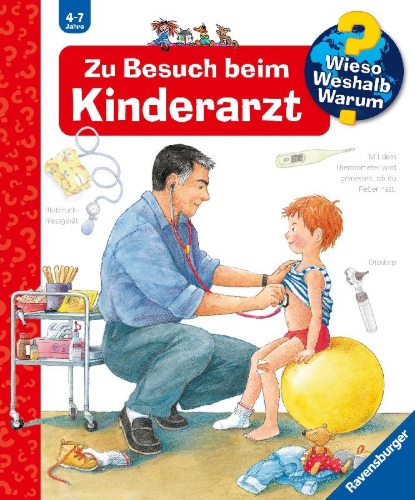 Buchcover und Innenansicht für das Buch: Wieso? Weshalb? Warum?, Band 9: Zu Besuch beim Kinderarzt