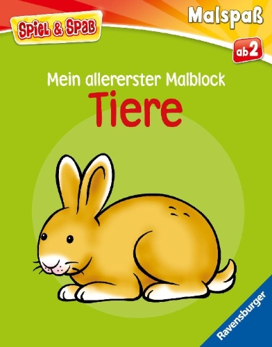 Buchcover und Innenansicht für das Buch: Spiel & Spaß - Mein allererster Malblock: Tiere