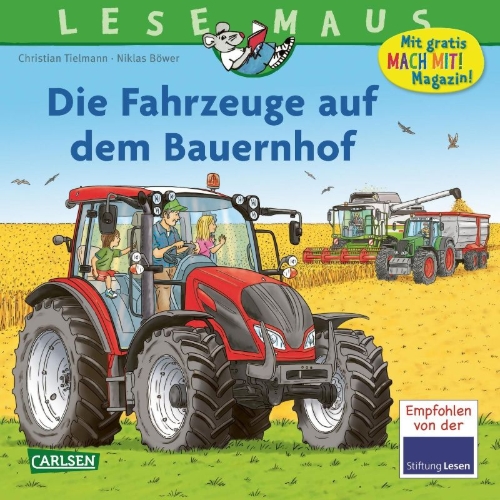 Buchcover und Innenansicht für das Buch: LESEMAUS 187: Die Fahrzeuge auf dem Bauernhof