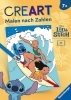 Buchcover und Innenansicht für das Buch: CreArt Malen nach Zahlen ab 7 Disney - Lilo & Stitch