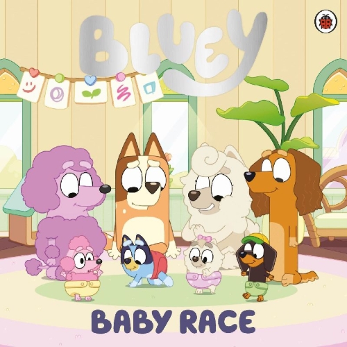 Buchcover und Innenansicht für das Buch: Bluey: Baby Race