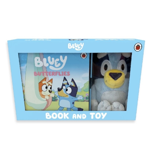 Buchcover und Innenansicht für das Buch: Bluey: Book and Toy