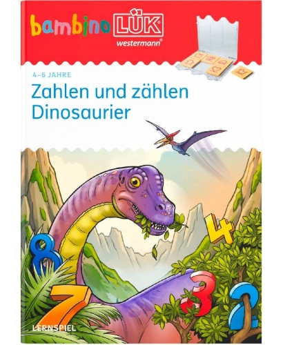 Buchcover und Innenansicht für das Buch: bambinoLÜK. 4/5/6 Jahre Zählen lernen mit den Dinos