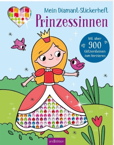 Buchcover und Innenansicht für das Buch: Mein Diamant-Stickerheft - Prinzessinnen