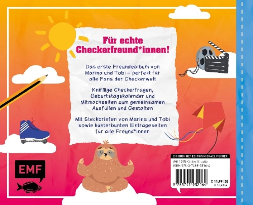 Buchcover und Innenansicht für das Buch: Der ultimative Freundschafts-Check - Das Freundealbum von Checker Tobi und Checkerin Marina