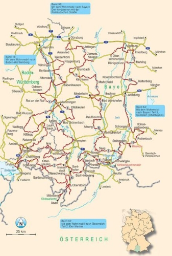 Buchcover und Innenansicht für das Buch: Mit dem Wohnmobil ins Allgäu