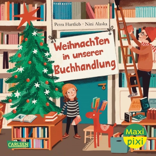 Buchcover und Innenansicht für das Buch: Maxi Pixi 453: Weihnachten in unserer Buchhandlung