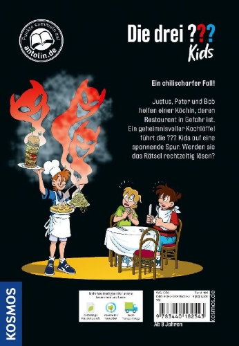Buchcover und Innenansicht für das Buch: Die drei ??? Kids, 104, Teuflische Küche
