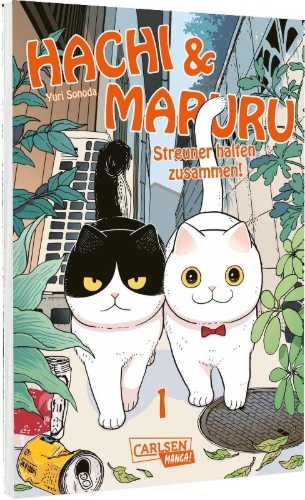 Buchcover und Innenansicht für das Buch: Tsure-neko Maruru to Hachi