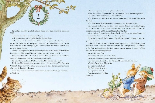 Buchcover und Innenansicht für das Buch: Peter Rabbit Christmas is coming