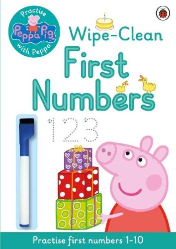 Buchcover und Innenansicht für das Buch: Peppa Pig: Practise with Peppa: Wipe-Clean First Numbers