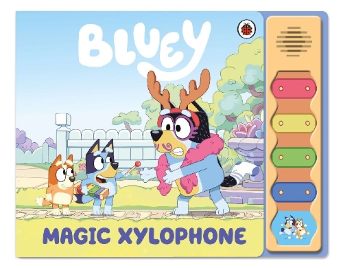 Buchcover und Innenansicht für das Buch: Bluey: Magic Xylophone Sound Book