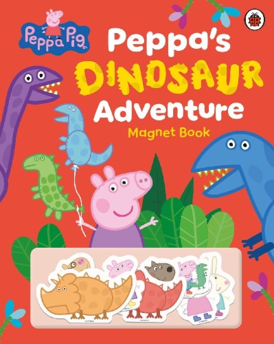 Buchcover und Innenansicht für das Buch: Peppa Pig: Peppa's Dinosaur Adventure: Magnet Book