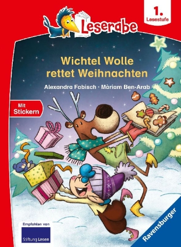 Buchcover und Innenansicht für das Buch: Wichtel Wolle rettet Weihnachten - Leserabe ab 1. Klasse - Erstlesebuch für Kinder ab 6 Jahren