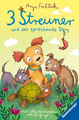 Buchcover und Innenansicht für das Buch: 3 Streuner und der sprechende Berg