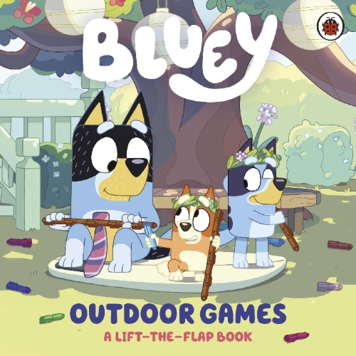 Buchcover und Innenansicht für das Buch: Bluey: Outdoor Games