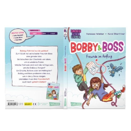 Buchcover und Innenansicht für das Buch: Bobby und Boss: Freunde im Anflug