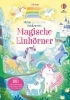 Buchcover und Innenansicht für das Buch: Meine glitzernde Stickerwelt: Magische Einhörner