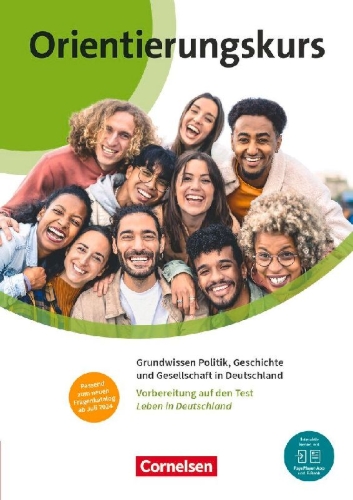 Buchcover und Innenansicht für das Buch: Orientierungskurs A2/B1. Grundwissen Politik, Geschichte und Gesellschaft in Deutschland - Kursheft