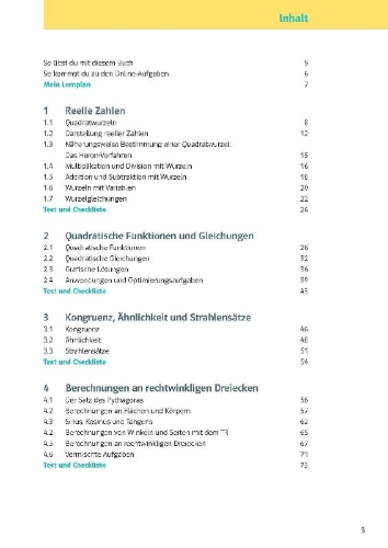 Buchcover und Innenansicht für das Buch: KomplettTrainer Gymnasium Mathematik 9. Klasse