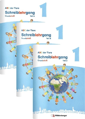 Buchcover und Innenansicht für das Buch: ABC der Tiere 1 Neubearbeitung - Schreiblehrgang Grundschrift, Teil A, B und C