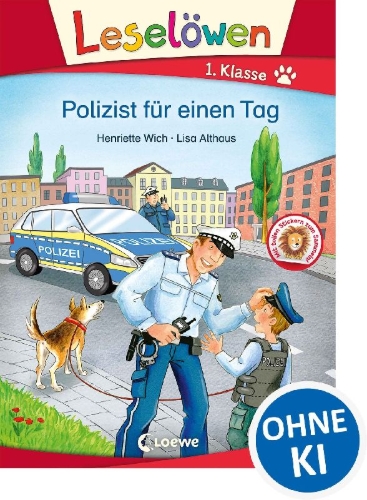 Buchcover und Innenansicht für das Buch: Leselöwen 1. Klasse - Polizist für einen Tag