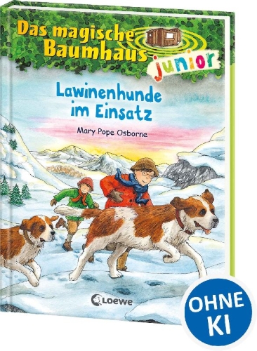 Buchcover und Innenansicht für das Buch: Das magische Baumhaus junior (Band 40) - Lawinenhunde im Einsatz