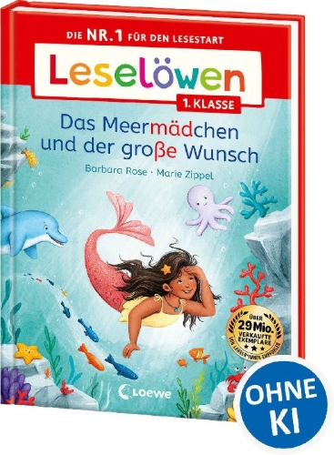 Buchcover und Innenansicht für das Buch: Leselöwen 1. Klasse - Das Meermädchen und der große Wunsch
