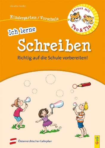 Buchcover und Innenansicht für das Buch: Lernen mit Teo und Tia - Ich lerne Schreiben - Kindergarten/Vorschule