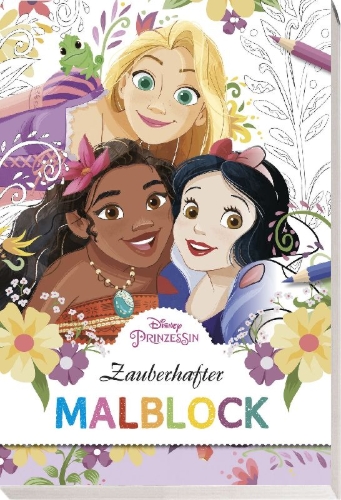 Buchcover und Innenansicht für das Buch: Disney Prinzessin: Zauberhafter Malblock