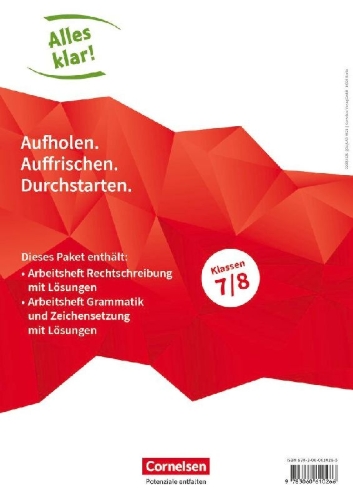 Buchcover und Innenansicht für das Buch: Alles klar! Deutsch. Sekundarstufe I 7./8. Schuljahr. Rechtschreibung + Grammatik und Zeichensetzung im Paket