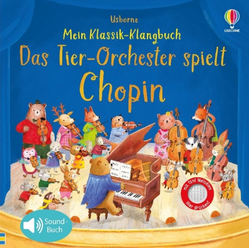 Buchcover und Innenansicht für das Buch: Mein Klassik-Klangbuch: Das Tierorchester spielt Chopin