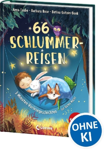 Buchcover und Innenansicht für das Buch: 66 Schlummerreisen - 3-Minuten-Vorlesegeschichten zur Guten Nacht