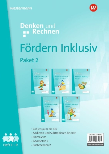 Buchcover und Innenansicht für das Buch: Fördern Inklusiv. Hefte 5-9 im Paket Denken und Rechnen Ausgabe 2024