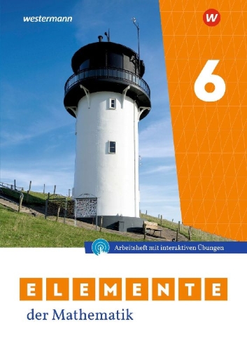 Buchcover und Innenansicht für das Buch: Elemente der Mathematik SI 6. Arbeitsheft mit Lösungen und Interaktiven Übungen. Für Niedersachsen