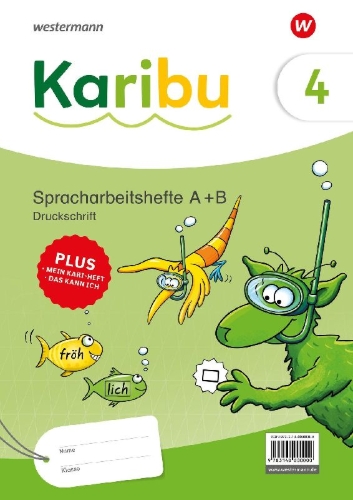Buchcover und Innenansicht für das Buch: Karibu. Spracharbeitshefte 4 Druckschrift mit Diagnoseheft